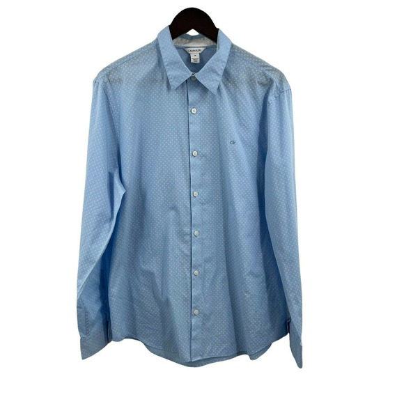 Calvin Klein Blue‎ Long Sleeve Button Front Shirt Size Large - Picture 1 of 5